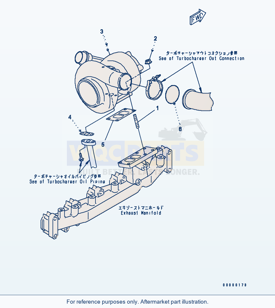 Komatsu WA270-5-SN Turbocharger Mounting(#26302312-) parts diagram