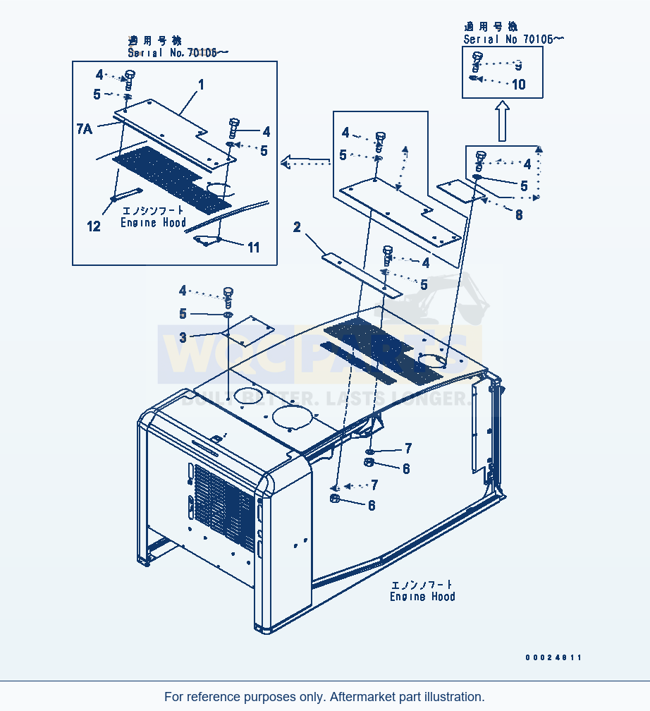Komatsu WA270-5-SN Hood (Plate) (Snow Removing Spec.) parts diagram
