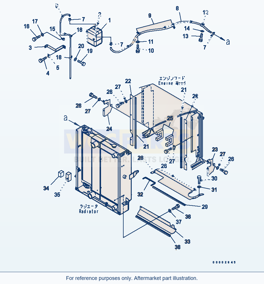 Komatsu WA270-5-SN Hood (Radiator Piping And Buffle Plate) parts diagram