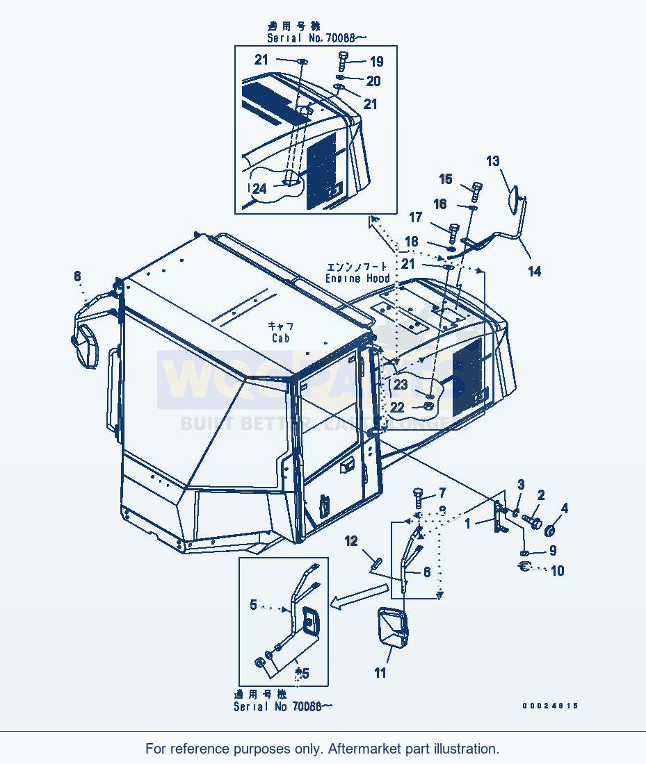 Komatsu WA270-5-SN Mirror (For 2-Persons Cab) parts diagram