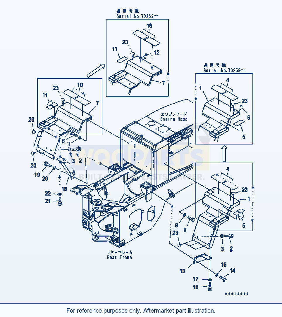 Komatsu WA270-5-SN Rear Fender (For 2-Persons Cab) parts diagram