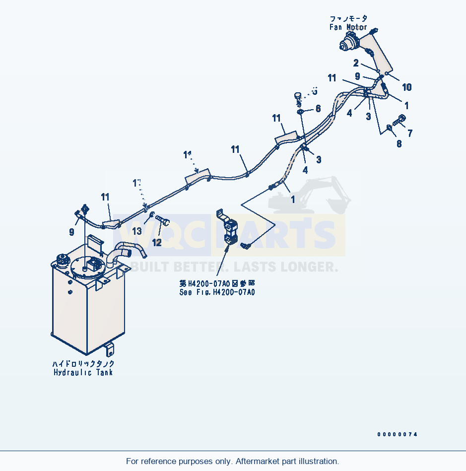 Komatsu WA270-5-SN Fan Drive Piping parts diagram