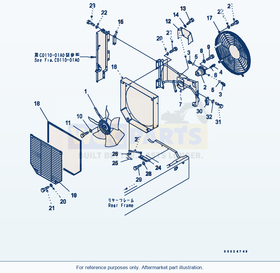 Komatsu WA270-5-SN Fan Drive parts diagram