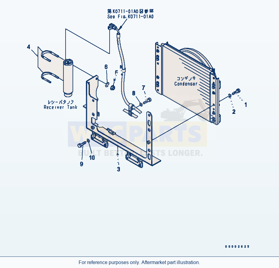 Komatsu WA270-5-SN Air Conditioner (Condenser Mounting) parts diagram