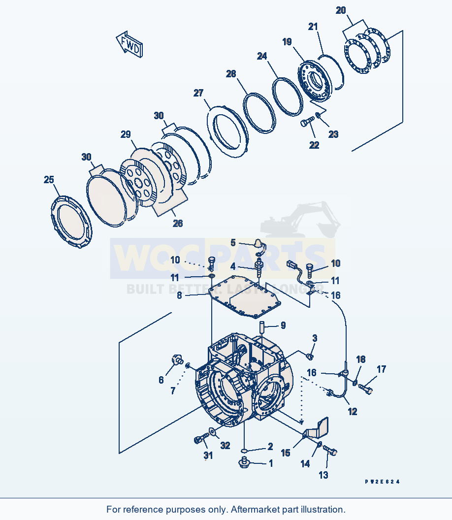 Komatsu WA270-5-SN Front Axle (Cover And Brake) parts diagram