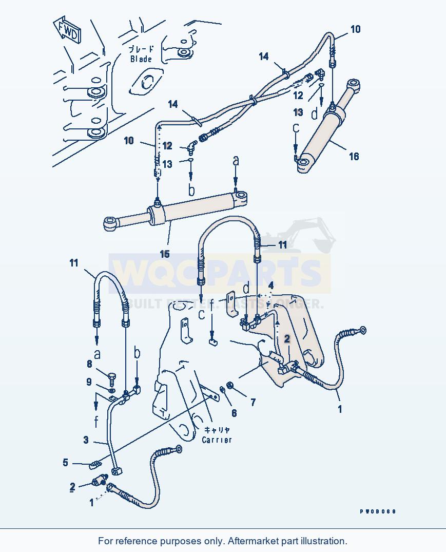 Komatsu WA270-5-SN Blade (Angle Cylinder Line) (P.A.P.) parts diagram