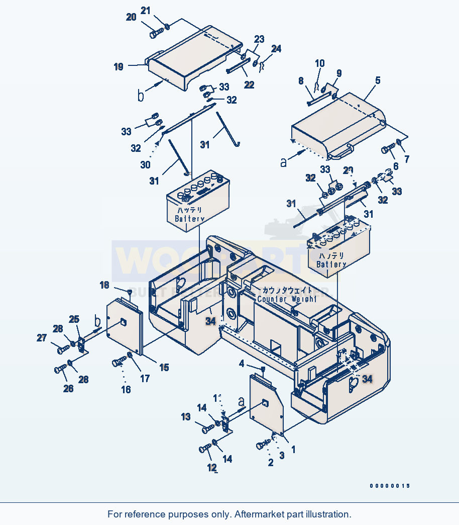 Komatsu WA270-5 Battery Box parts diagram