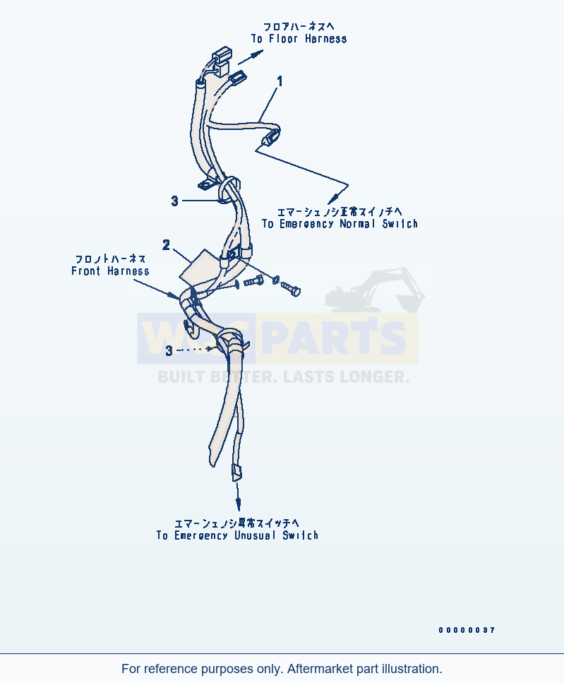 Komatsu WA270-5 Emergency Steering Harness(#70001-70011) parts diagram
