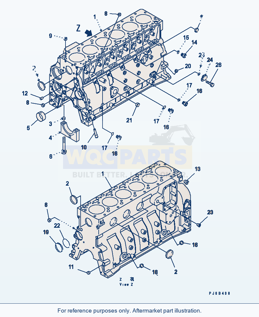 Komatsu WA270-5 Cylinder Block parts diagram