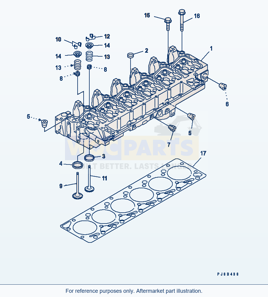 Komatsu WA270-5 Cylinder Head parts diagram