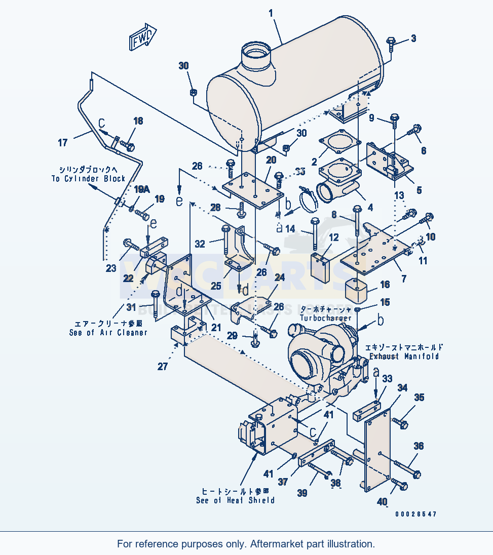 Komatsu WA270-5 Muffler And Mounting(#26302312-26304457) parts diagram