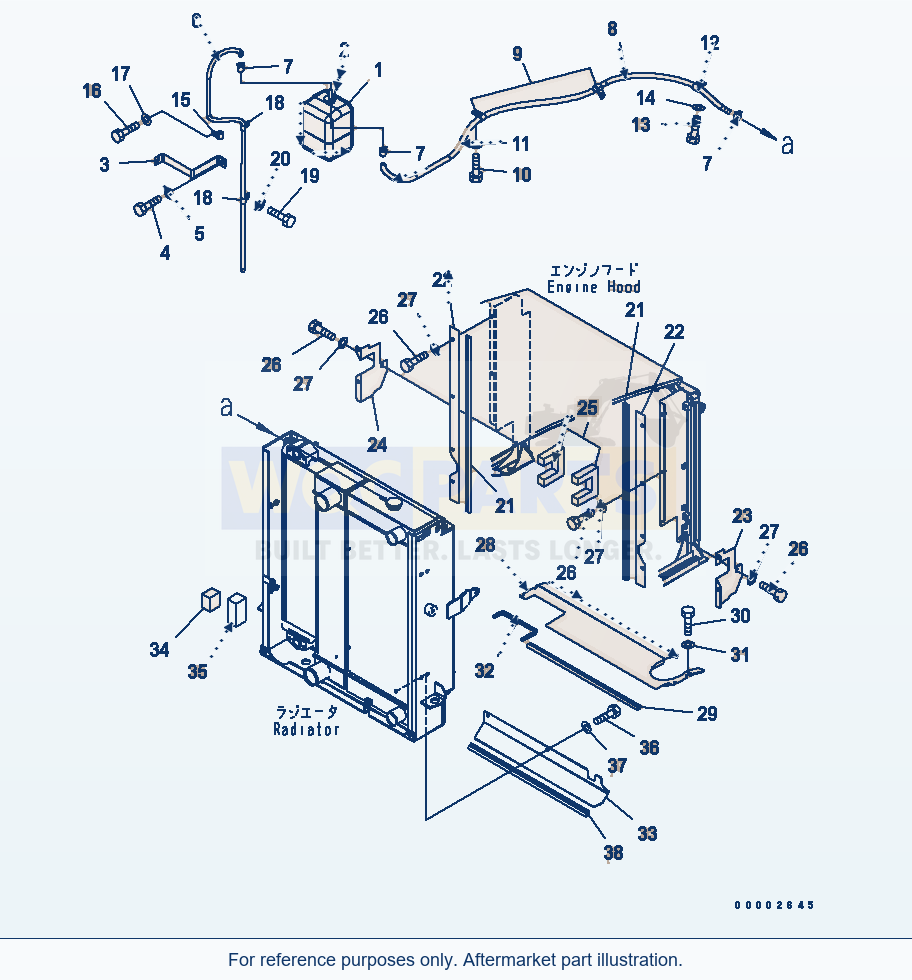 Komatsu WA270-5 Hood (Radiator Piping And Buffle Plate) parts diagram