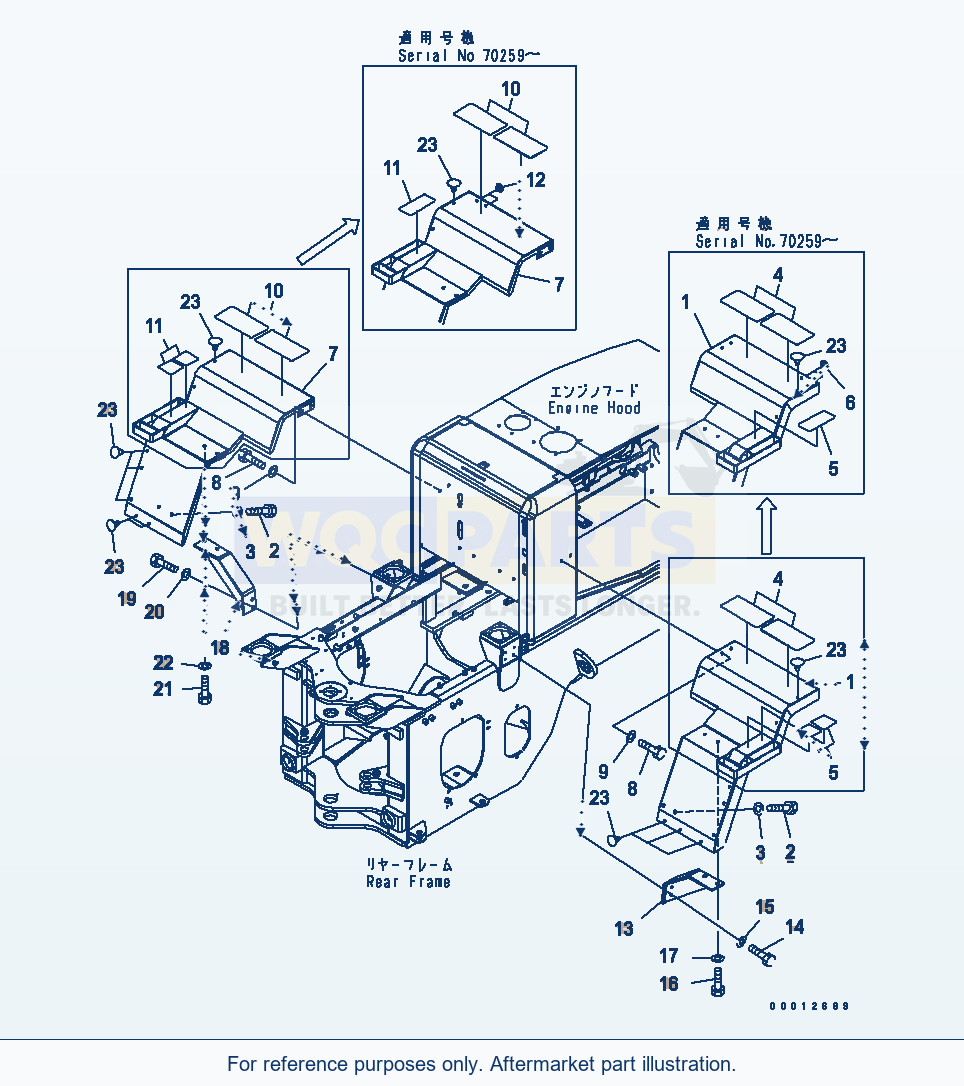 Komatsu WA270-5 Rear Fender (For 2-Persons Cab) parts diagram