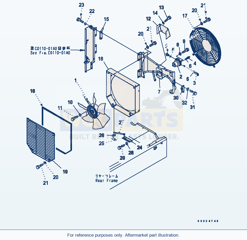 Komatsu WA270-5 Fan Drive parts diagram