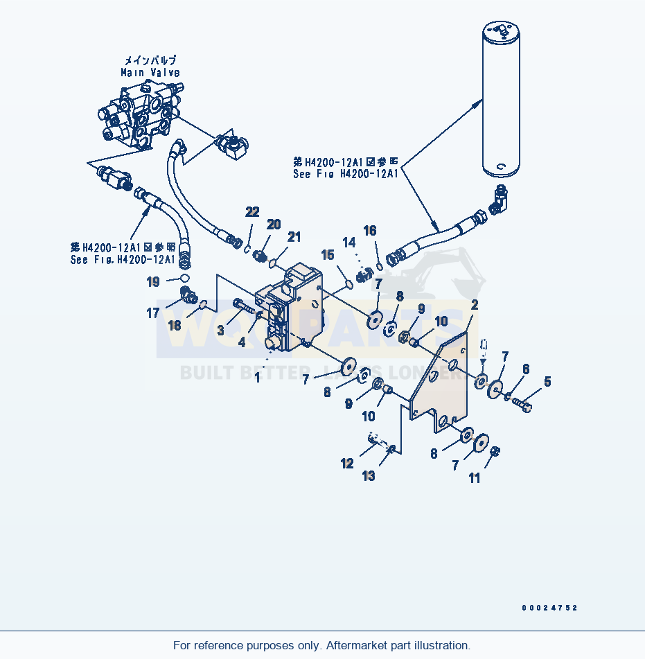 Komatsu WA270-5 Hydraulic Piping (E.C.S.S Valve) parts diagram