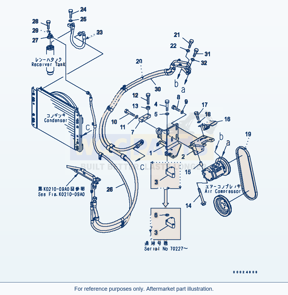 Komatsu WA270-5 Air Conditioner (Mounting And Piping) parts diagram