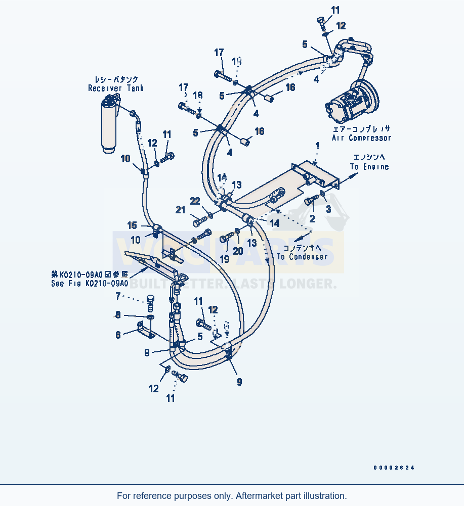 Komatsu WA270-5 Air Conditioner (Piping) parts diagram