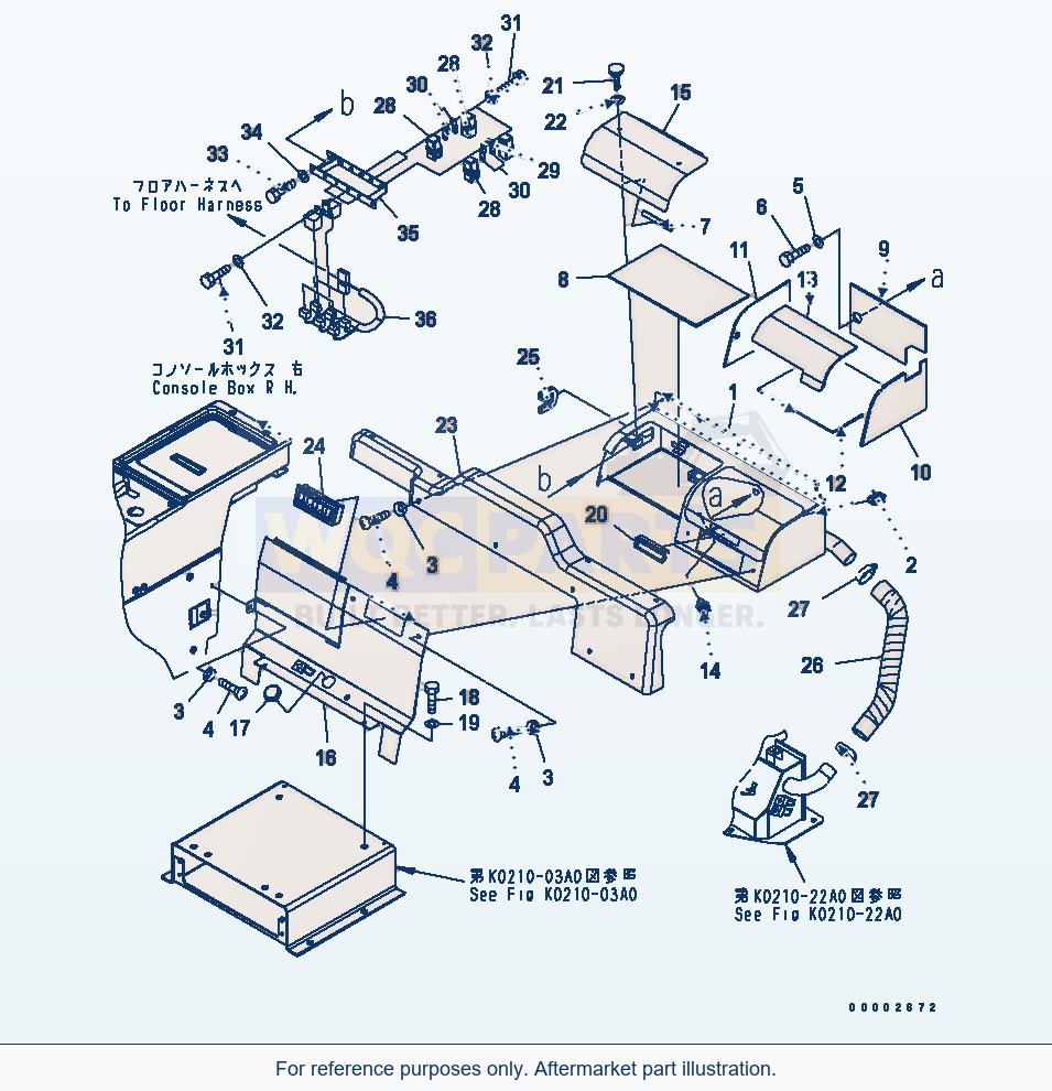 Komatsu WA270-5 Cool And Heat Box parts diagram