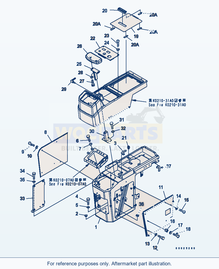 Komatsu WA270-5 Floor (Console Box) (R.H.) parts diagram