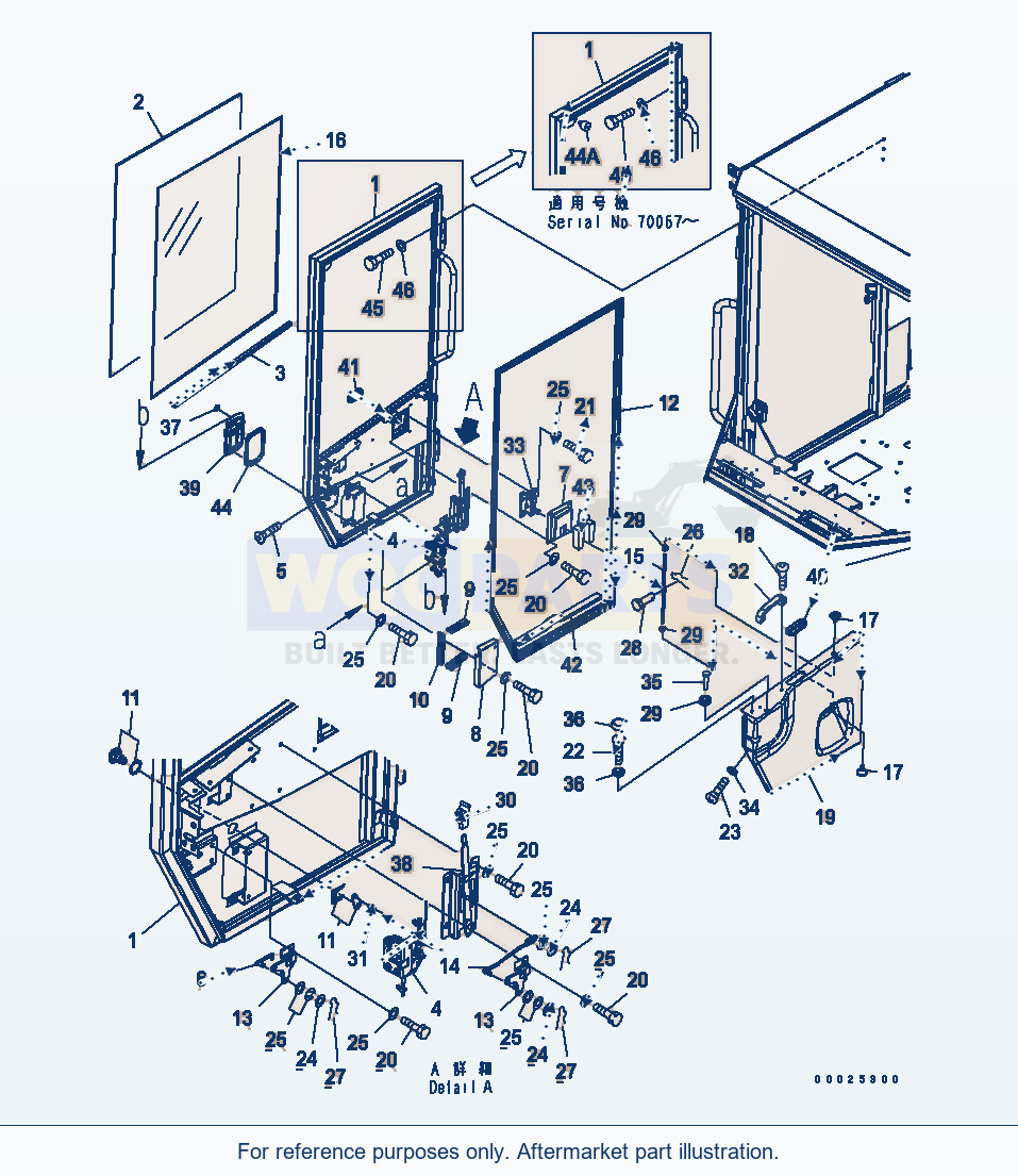 Komatsu WA270-5 Rops Cab (Door R.H.) parts diagram