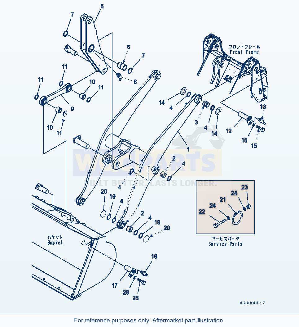 Komatsu WA270-5 Lift Arm And Bellcrank parts diagram