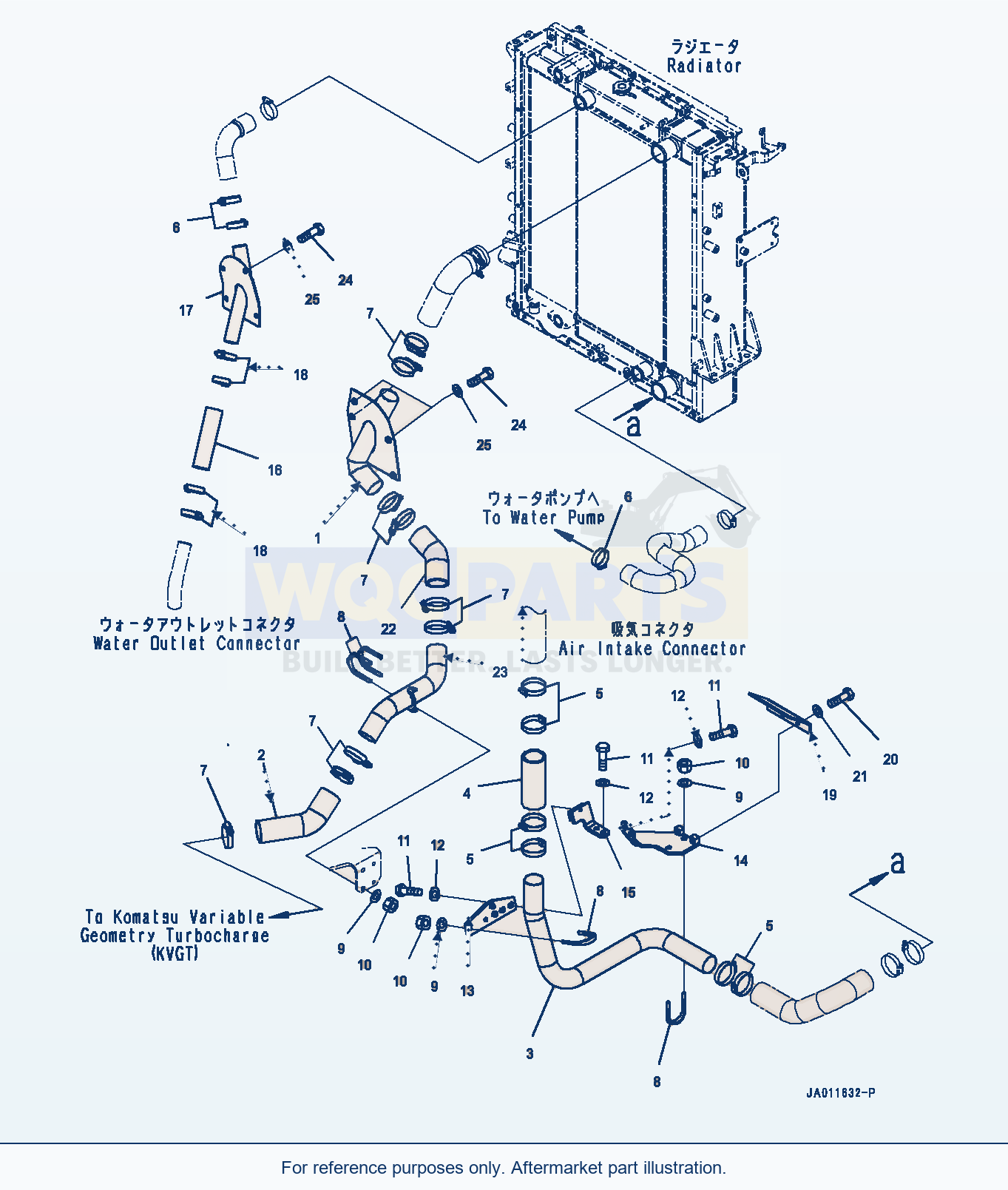 Komatsu WA270-7 Coolant Piping (#80001-) parts diagram