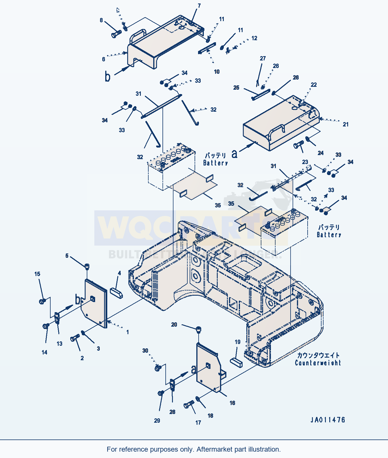 Komatsu WA270-7 Battery Box, Cover (#80001-) parts diagram