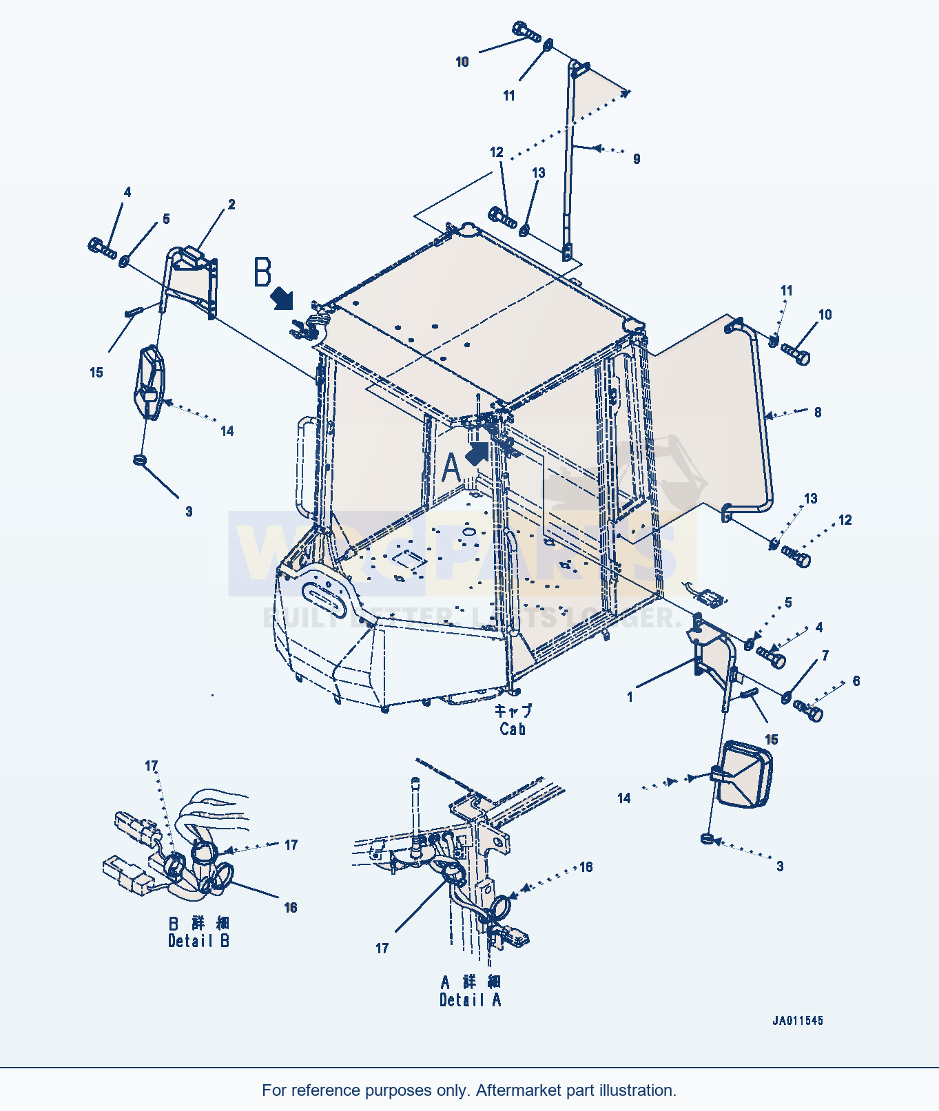 Komatsu WA270-7 Mirror, Mirror And Handrail (#80001-) parts diagram