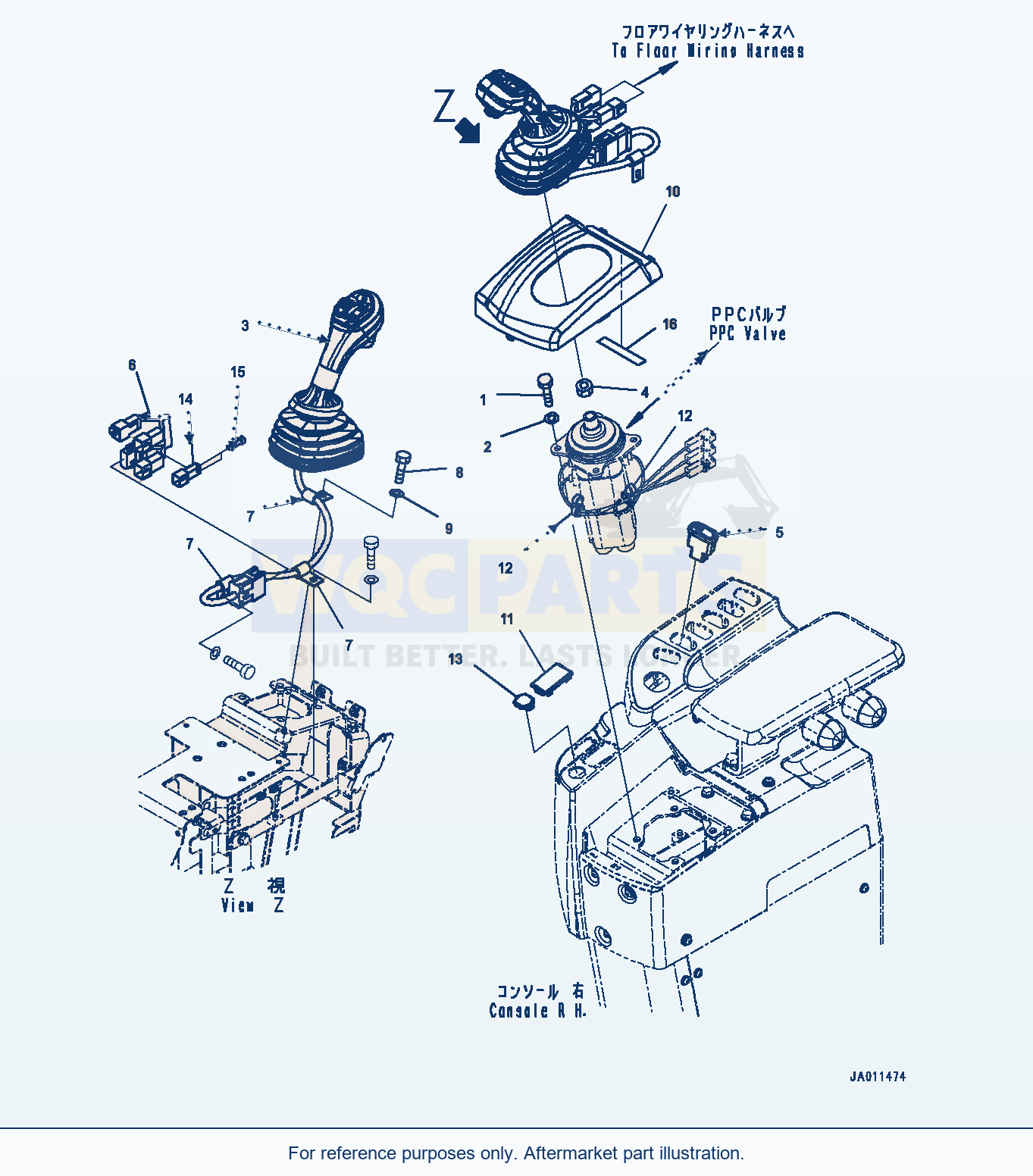 Komatsu WA270-7 Loader Control Unit, Lever (#80001-) parts diagram