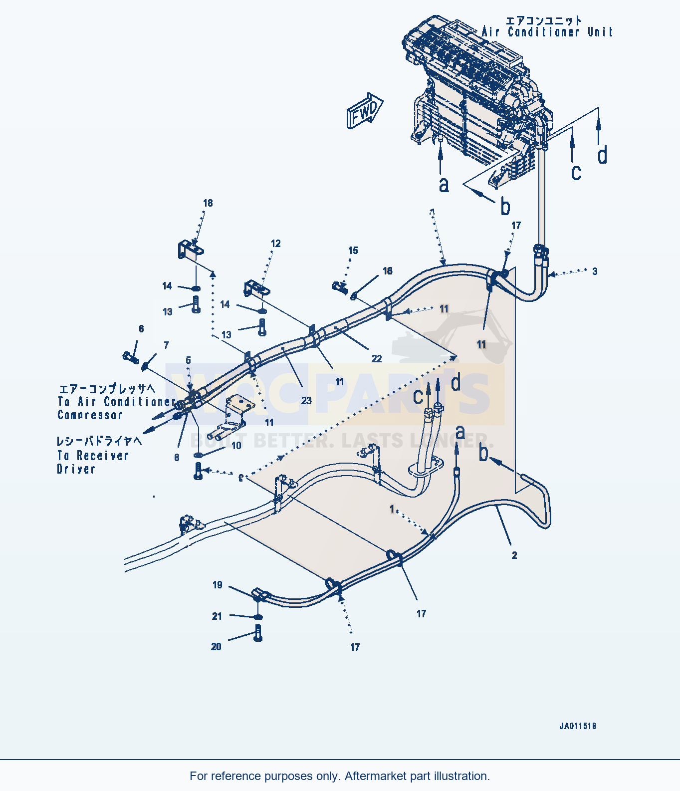 Komatsu WA270-7 Rops Cab, Air Conditioner Piping (#80001-) parts diagram