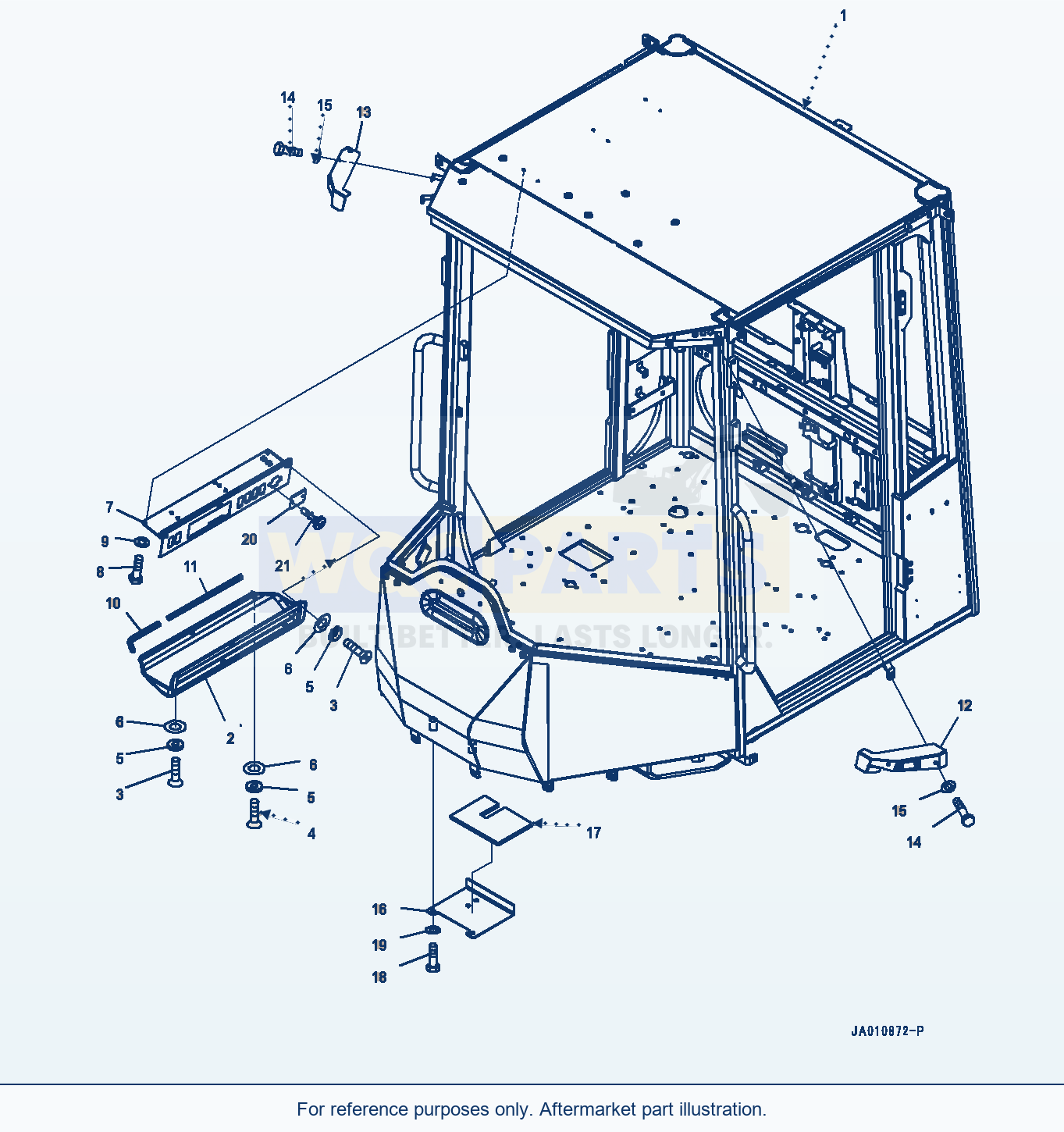 Komatsu WA270-7 Rops Cab, Cab Body (#80001-) parts diagram