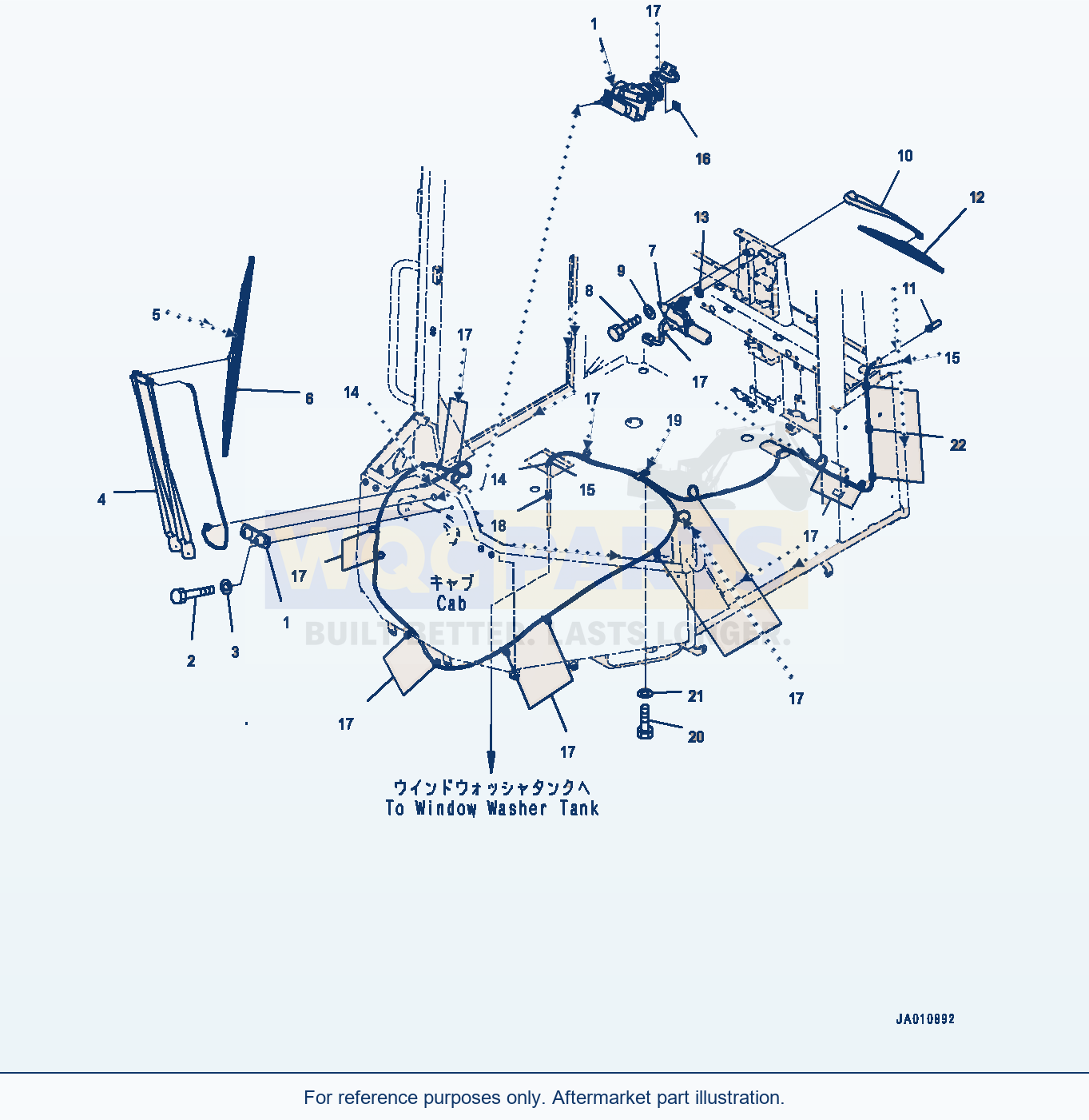 Komatsu WA270-7 Rops Cab, Front And Rear Wiper (#80001-) parts diagram