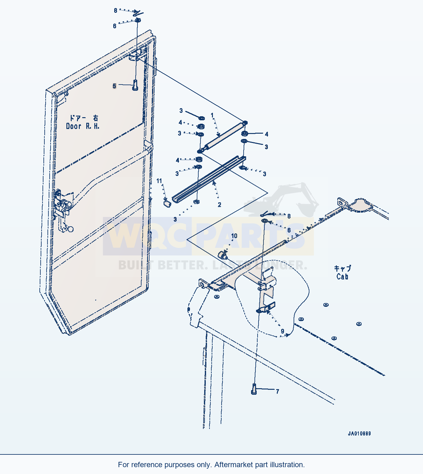 Komatsu WA270-7 Rops Cab, Gas Spring And Mounting (#80001-) parts diagram