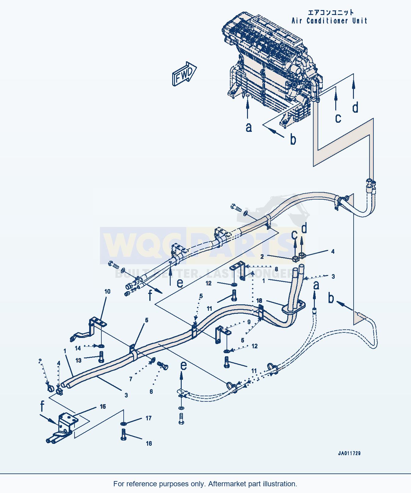 Komatsu WA270-7 Rops Cab, Heater Piping (#80001-) parts diagram
