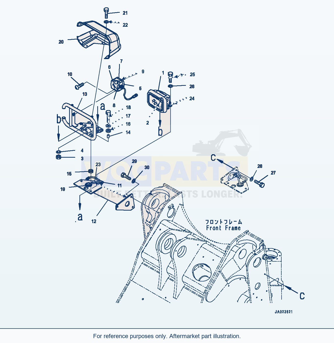 Komatsu WA270-8 Front Working Lamp, R.H. (#83001-) parts diagram