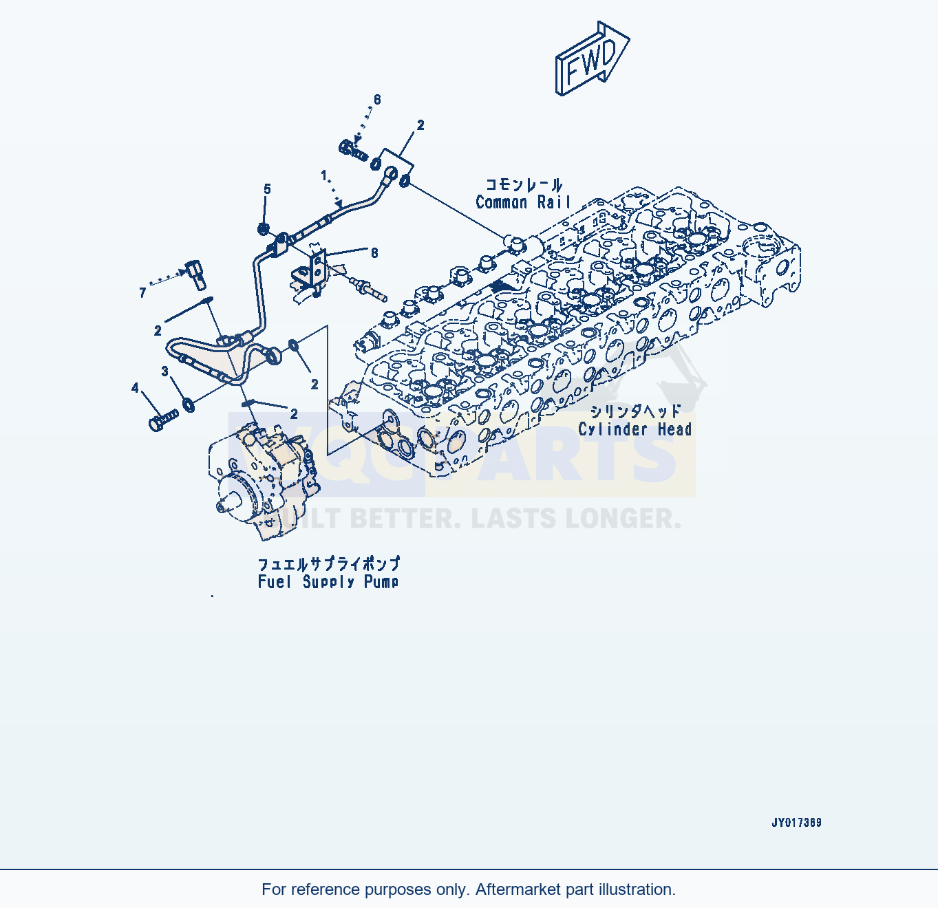 Komatsu WA270-8 Fuel Drain Piping (#26644419-) (Afd00-001001) parts diagram