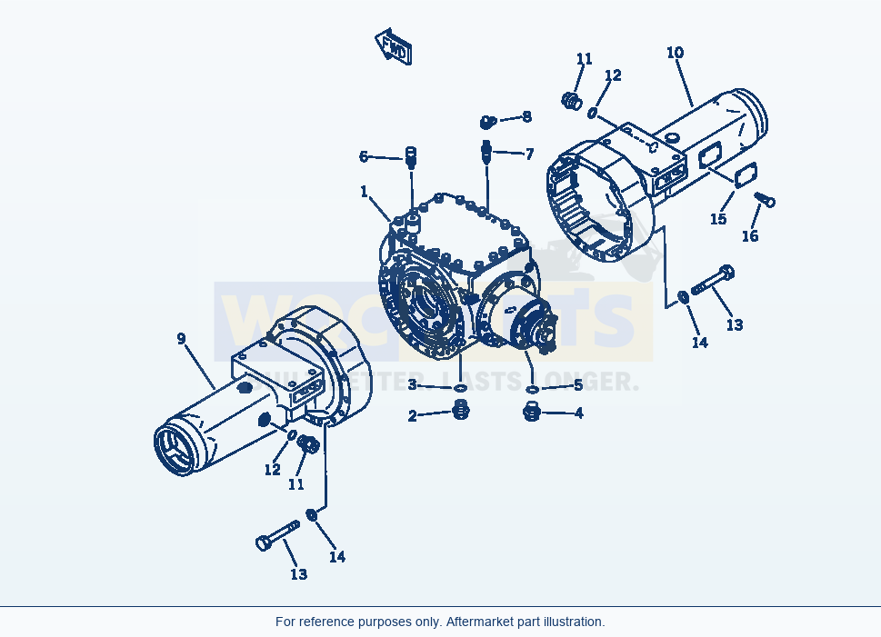 Komatsu WA320-1 Front Axle Housing Serial 10001-UP parts diagram