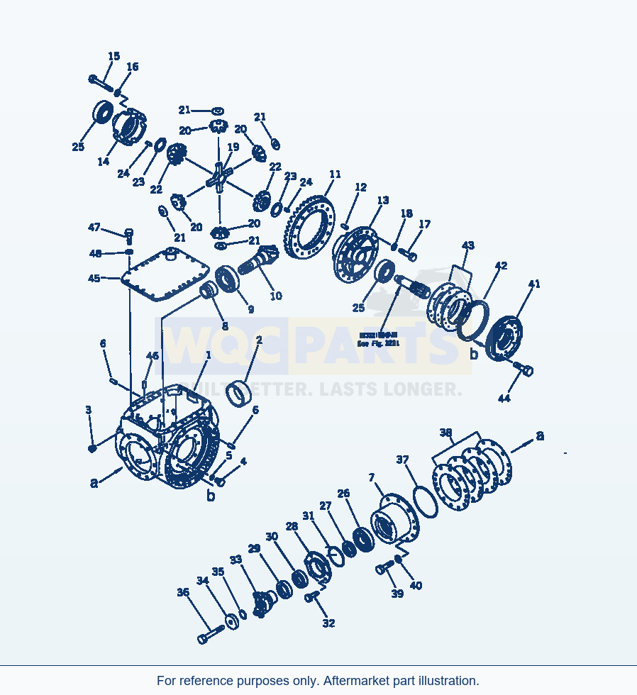 Komatsu WA320-1 Rear Differential Serial 10001-UP parts diagram