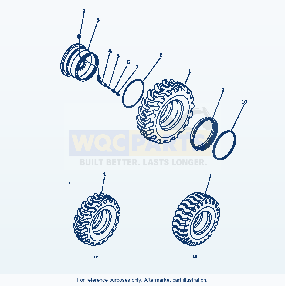 Komatsu WA320-1 Wheel And Tubeless Tire Serial 10001-UP parts diagram