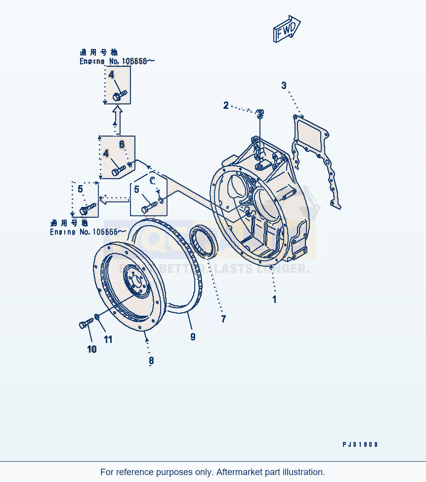 Komatsu WA320-1 Flywheel And Flywheel Housing parts diagram