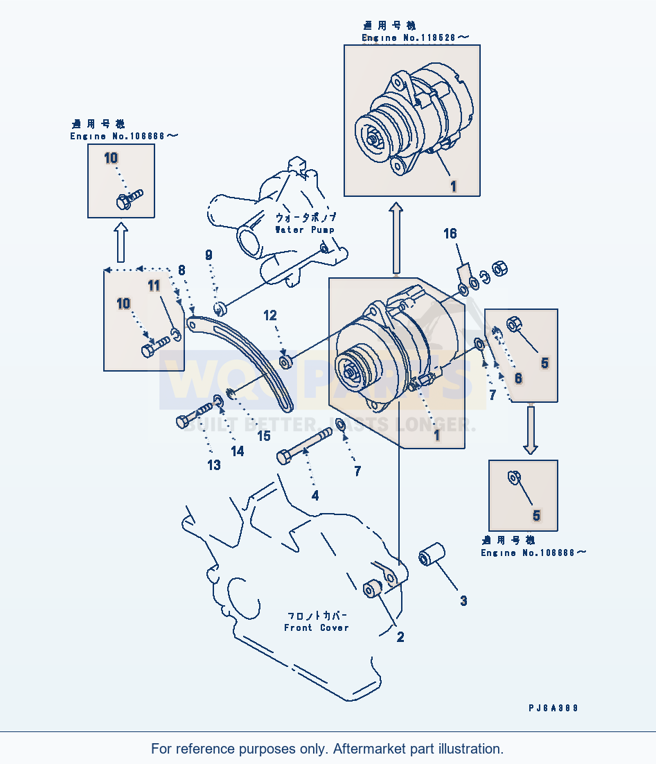 Komatsu WA320-1 Alternator And Mounting (35A) parts diagram