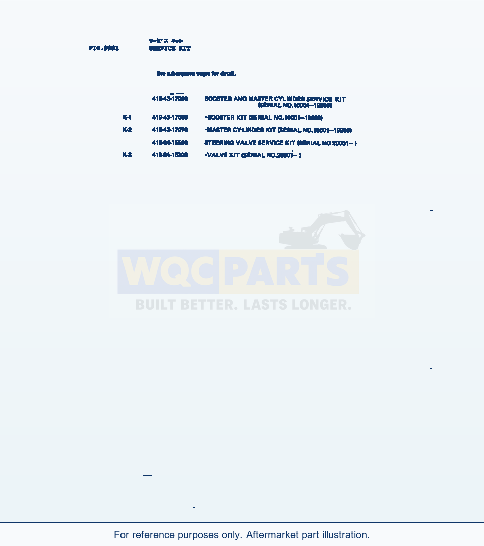 Komatsu WA320-1 Service Kit Serial 10001-UP parts diagram