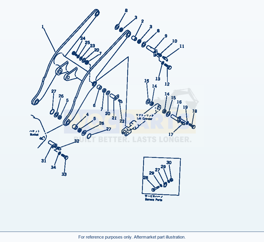 Komatsu WA320-1 Lift Arm (Tbg/Abe Spec.) parts diagram