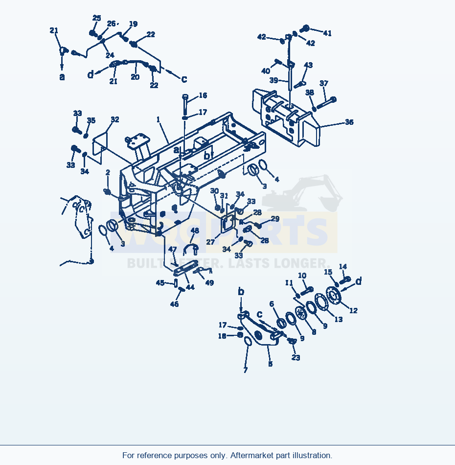 Komatsu WA320-1 Rear Frame (Tbg/Abe Spec.)(#10001-19999) parts diagram