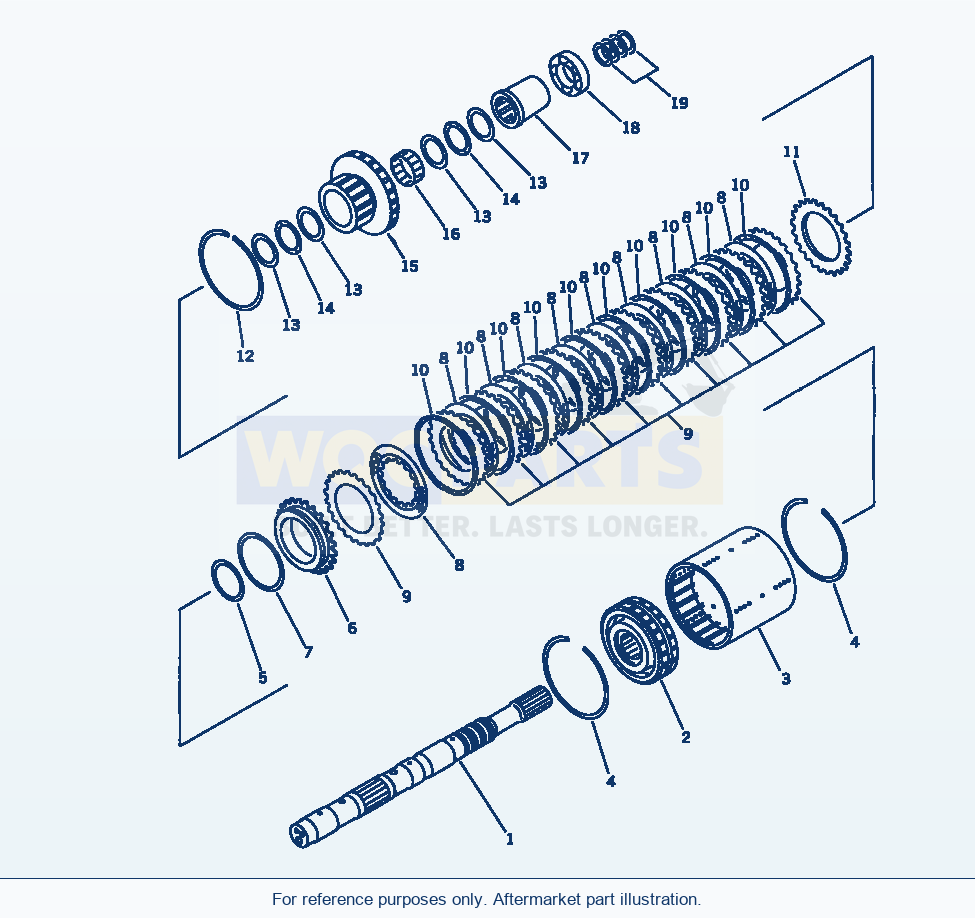 Komatsu WA320-1 Forward Clutch Serial 10001-UP parts diagram
