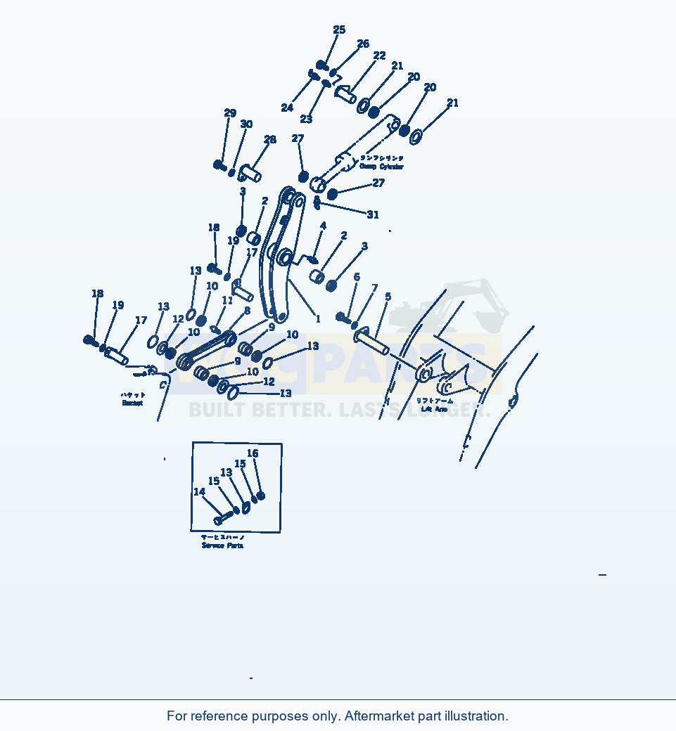 Komatsu WA320-1 Bellcrank Serial 10001-UP parts diagram