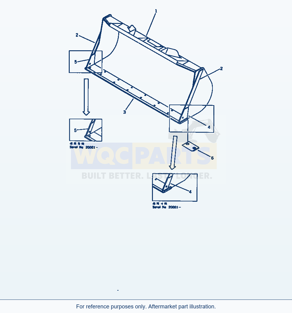 Komatsu WA320-1 Loose Material Bucket 2.5m³ Serial 10001-UP parts diagram