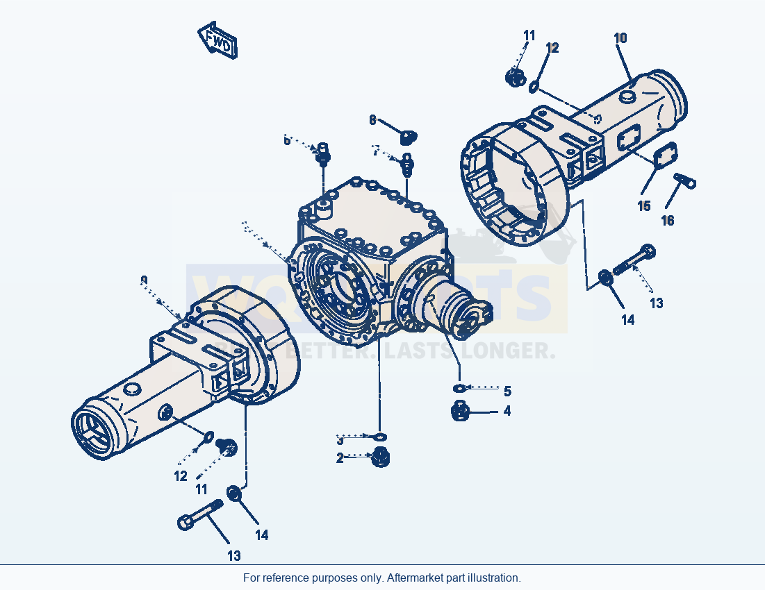 Komatsu WA320-1LC Front Axle Housing parts diagram