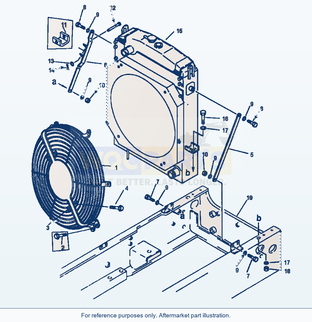 Komatsu WA320-1LC Radiator Mounting & Engine Fan Guard parts diagram