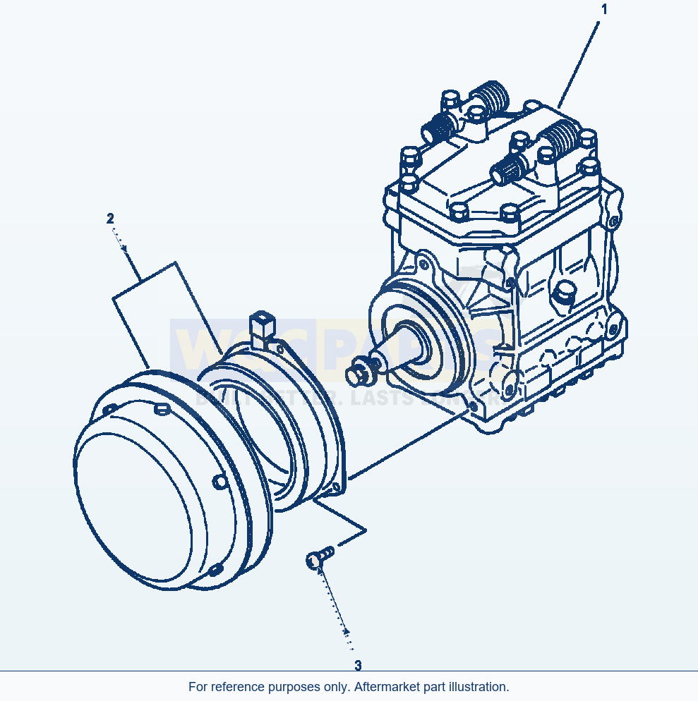 Komatsu WA320-1LC Air Conditioner Compressor And Clutch parts diagram